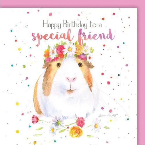 Birthday Card - Special Friend - Guinea Pig - Arty Penguin