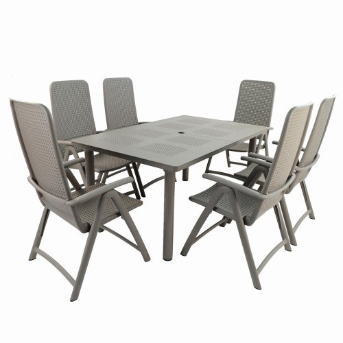 Nardi Libeccio Table with Set of 6 Darsena Chairs - Turtle Dove