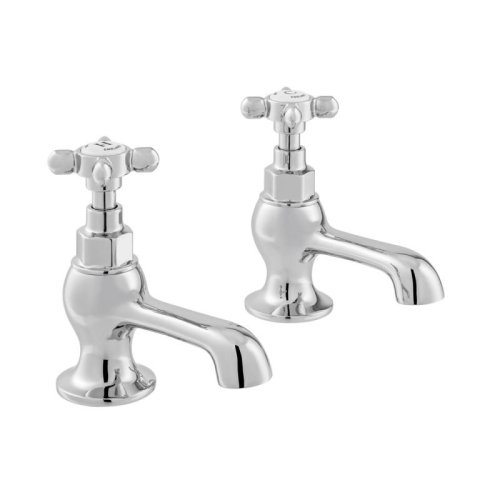 Booth & Co. Axbridge Cross Basin Pillar Taps - Chrome