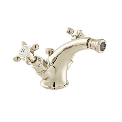 Booth & Co. Axbridge Cross Mono Bidet Mixer with Pop-Up Waste - Nickel