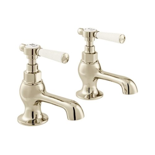 Booth & Co. Axbridge Lever Basin Pillar Taps - Nickel