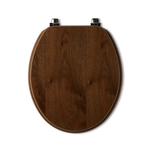 Tavistock Millennium Toilet Seat with Chrome Hinges - Walnut Wood Veneer