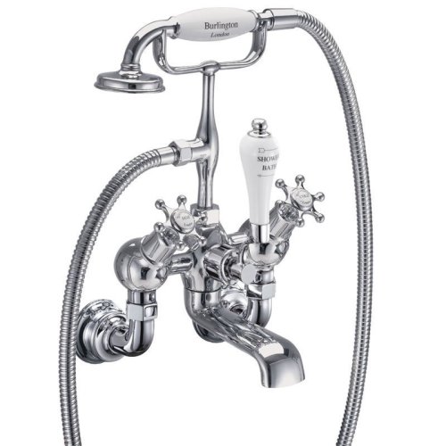 Burlington Birkenhead Regent Quarter Turn Angled Wall Mounted Bath/Shower Mixer - White