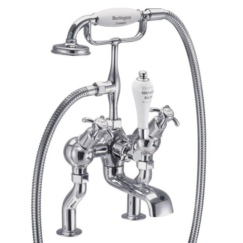 Burlington Anglesey Quarter Turn Angled Deck Mounted Bath/Shower Mixer - White