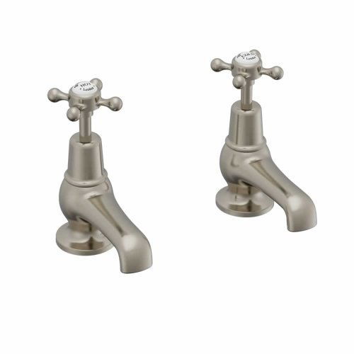 Burlington Claremont Quarter Turn Cloakroom Taps - Brushed Nickel