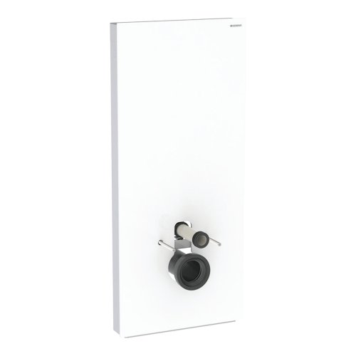 Geberit Monolith Plus for Wall Hung WC (114cm) - White Glass / Brushed Aluminium