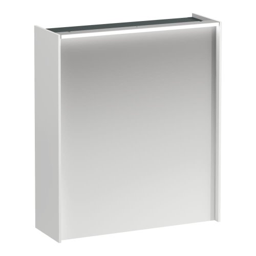 Laufen Lani Matt White 600mm Illuminated Mirror Cabinet with 2 Glass Shelves - Left Hand