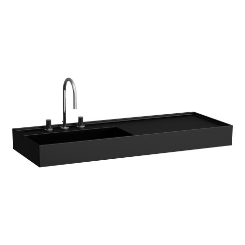 Kartell by Laufen 1200mm SaphirKeramik Basin with Right Hand Shelf - Matt Black