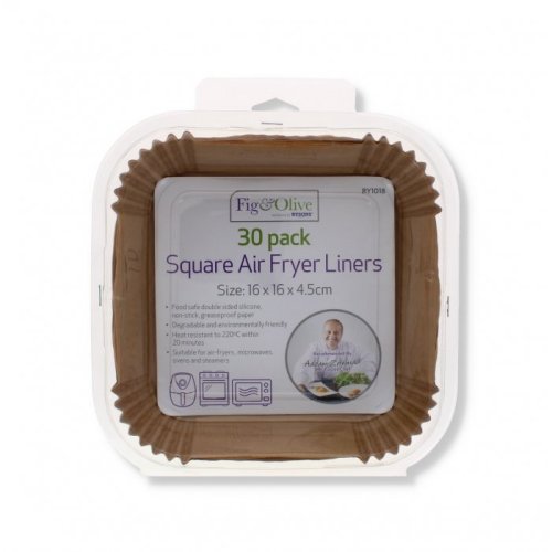 Fig & Olive Square Air Fryer Liners 16 x 16 x 4.5cm (Pack of 30)