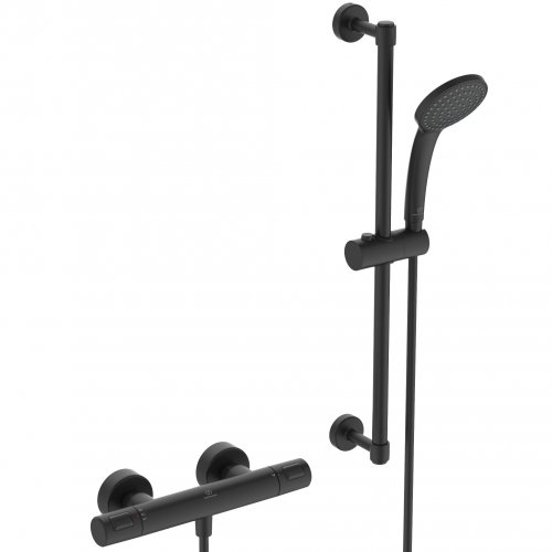 Ideal Standard Ceratherm T25 Exposed Thermostatic Silk Black Shower Mixer Pack