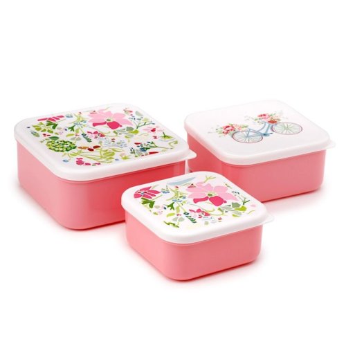 Puckator Set of 3 Lunch Box M/L/XL Julie Dodsworth Pink Botanical