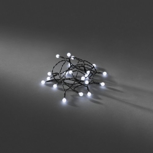 Konstsmide Battery Operated Set of 50 LED Cherry Lights with Black Wire - White