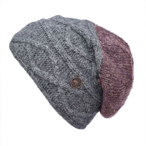 Pure Wool Fjord slouch hat - mid grey/pale heather