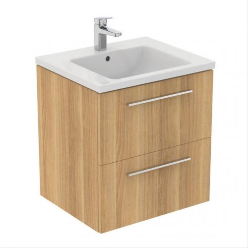 Ideal Standard i.life B Wall Hung 60cm 2 Drawer Natural Oak Vanity Unit