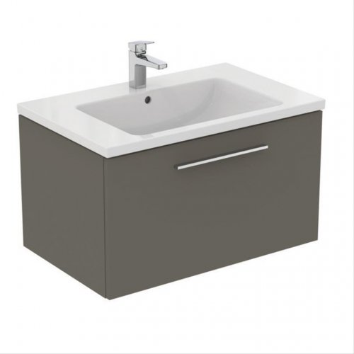 Ideal Standard i.life B Wall Hung 80cm 1 Drawer Matt Quartz Grey Vanity Unit