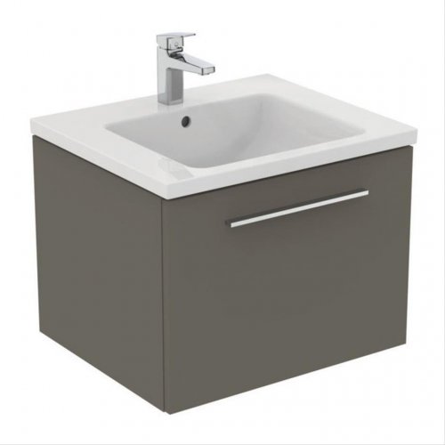 Ideal Standard i.life B Wall Hung 60cm 1 Drawer Matt Quartz Grey Vanity Unit