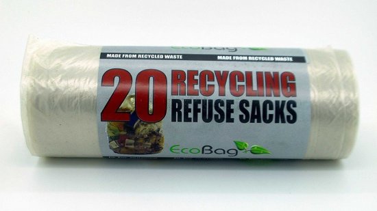 20 Eco Bag Clear Recycling Sacks Plastic Rubbish Household Bin