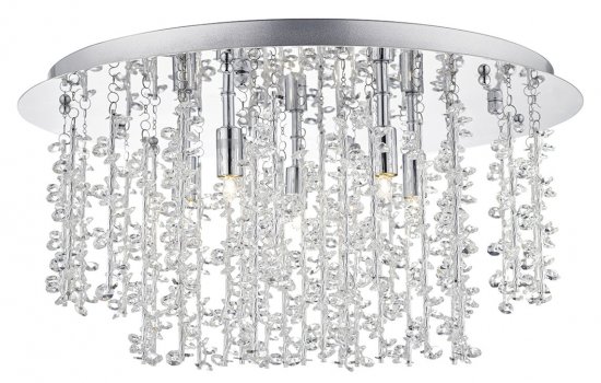 Dar Sestina 5 Light Flush Pol Chr w/Aluminium & Crystal Rods