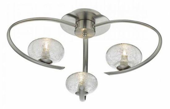 Dar Leighton 3 Light Semi Flush Satin Chrome