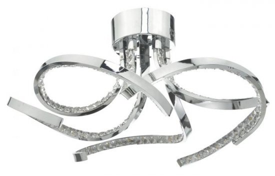 Dar Zya 5 Light Flush Polished Chrome & Crystal LED