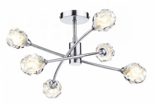 Dar Seattle 6 Light Semi Flush Satin Chrome