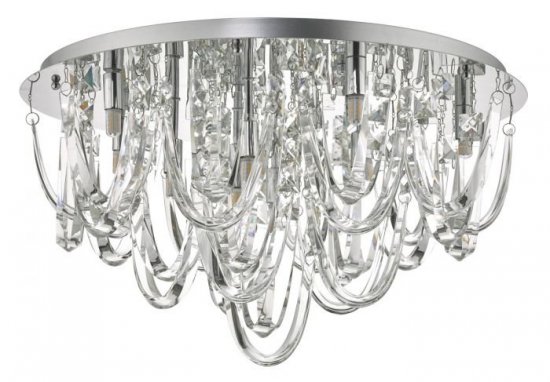 Dar Roxanne 11 Light Flush Polished Chrome & Crystal