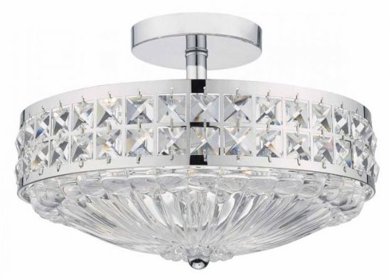 Dar Olona 3 Light Semi Flush Pol Chr Crystal Beads & Gls Diff