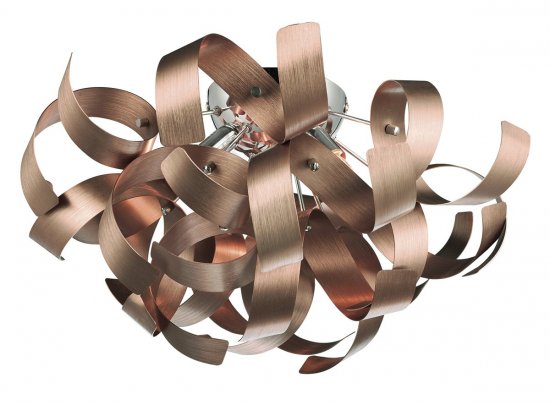 Dar Rawley 4 Light Ribbon Flush Satin Copper