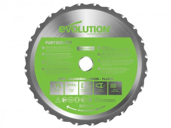 Evolution FURY Multi-Purpose TCT Circular Saw Blade 255 x 25.4mm x 24T