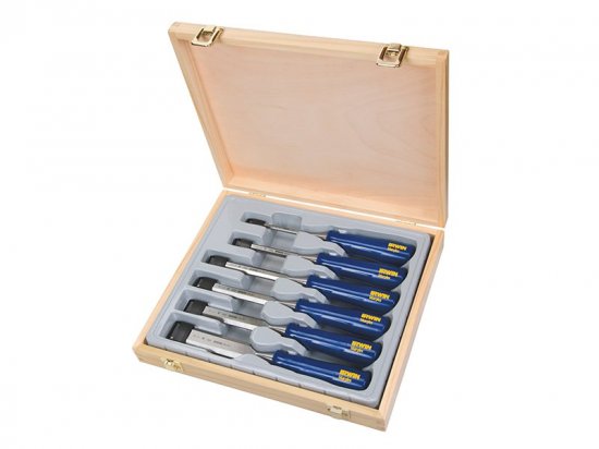 Irwin M444 Bevel Edge Chisel Blue Chip Handle Set, 6 Piece