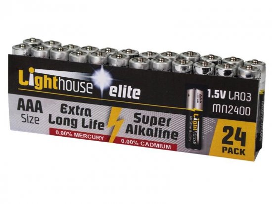 Lighthouse AAA LR03 Alkaline Batteries 1120 mAh (Pack 24)