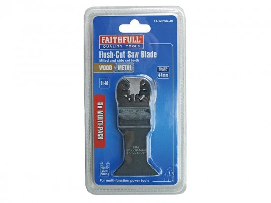 Faithfull Bi-Metal Flush Cut Wood/Metal Blades 44mm (Pack 5)