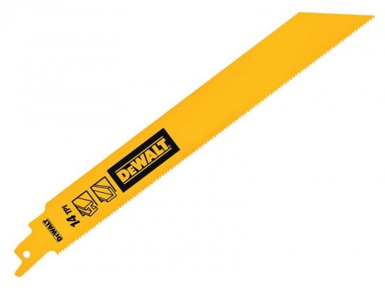 DeWalt Bi-Metal 1in High Metal Reciprocating Blade 228mm x 14 TPI (Pack 5)