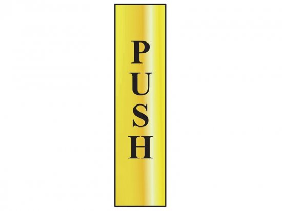 Scan Polished Brass Effect Sign 50 x 200mm - Push Vertical