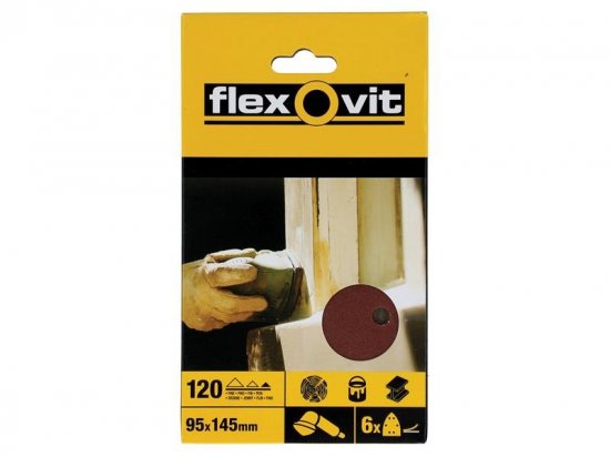 Flexovit Detail Hook & Loop Sanding Sheets 95x145mm Fine 120G (Pack 6)