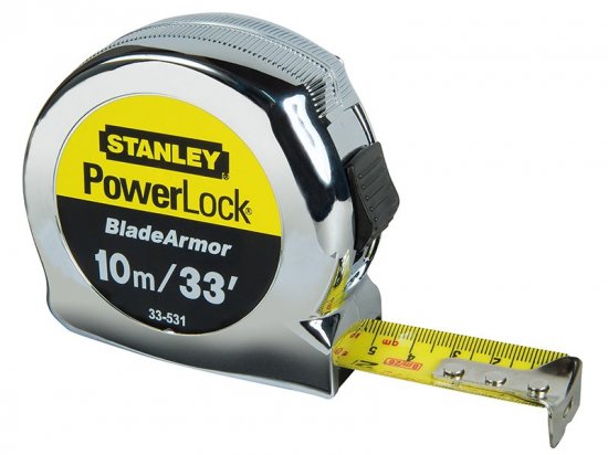 Stanley Tools PowerLock BladeArmor Pocket Tape 10m/33ft (Width 25mm)