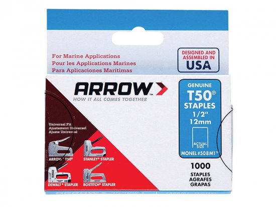 Arrow T50M 505m Monel Staples 8mm (5/16in) (Box of 1000)