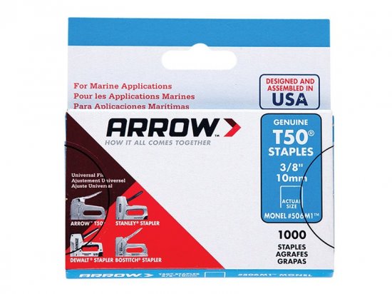 Arrow T50M 506m Monel Staples 10mm (3/8in) (Box of 1000)