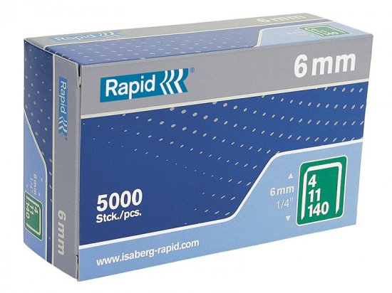 Rapid 140/6 6mm Galvanised Staples (Box of 5000)