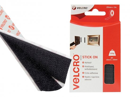 Velcro Brand Stick On Tape 20mm x 1m Black