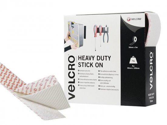Velcro Brand Heavy-Duty Stick On Tape 50mm x 5m White