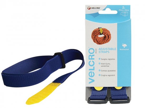 Velcro Brand Adjustable Straps (Pack of 2) 25mm x 92cm Blue