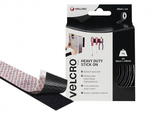Velcro Brand Heavy-Duty Stick On Tape 50mm x 1m Black