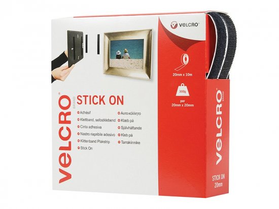 Velcro Brand Stick On Tape 20mm x 10m Black