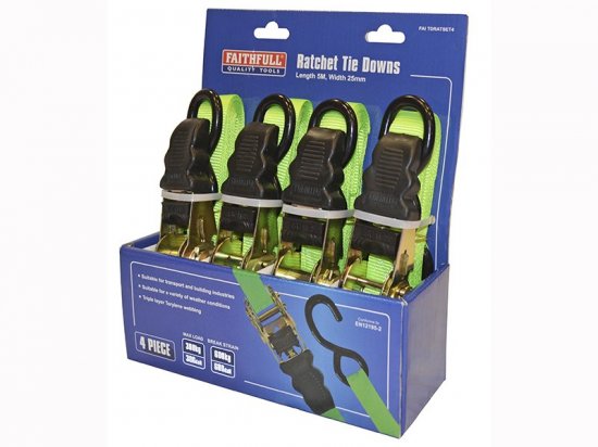 Faithfull 4 Piece Ratchet Tie-Down Set