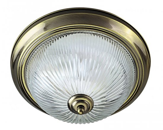 Searchlight American Diner-2Lt Ip44 Ceiling Flush, Antique Brass, Acid Glass