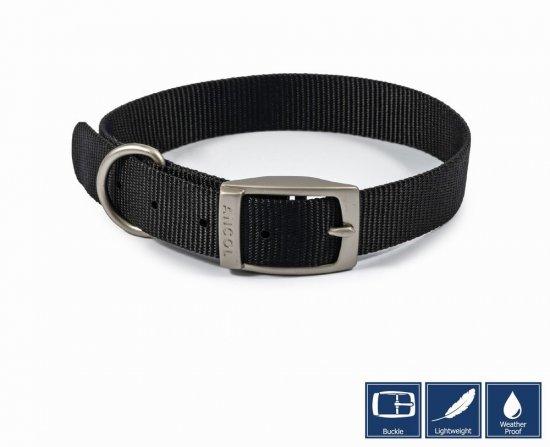 Ancol Black Nylon Dog Collar - 45cm/18