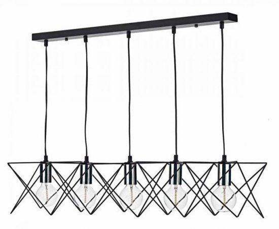 Dar Midi 5lt Bar Pendant Black & Polished Chrome