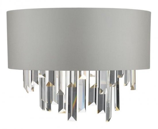 Dar Halle Wall Light Grey & Crystal with Shade