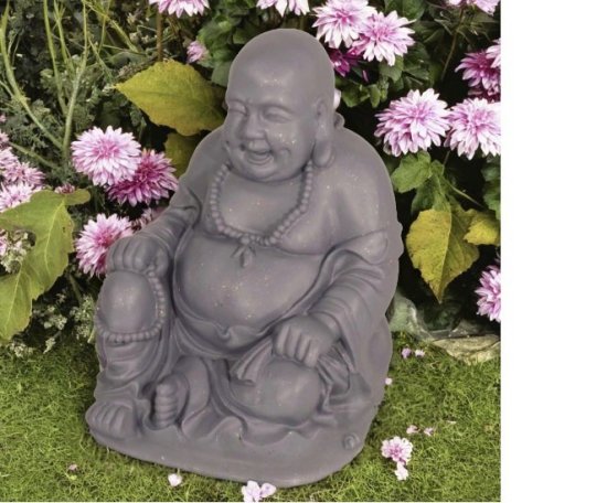 BUDDHIST MONK Sitting 43cm Grey Shimmer